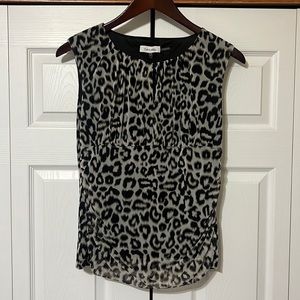 Calvin Klein tank sleeveless shell, size large, black grey leopard.